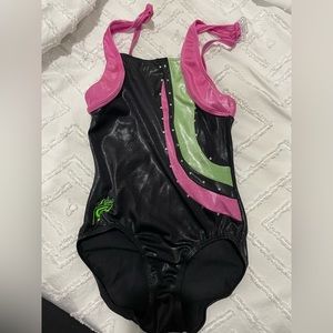 GK shawn johnson black/green/pink leotard size axs